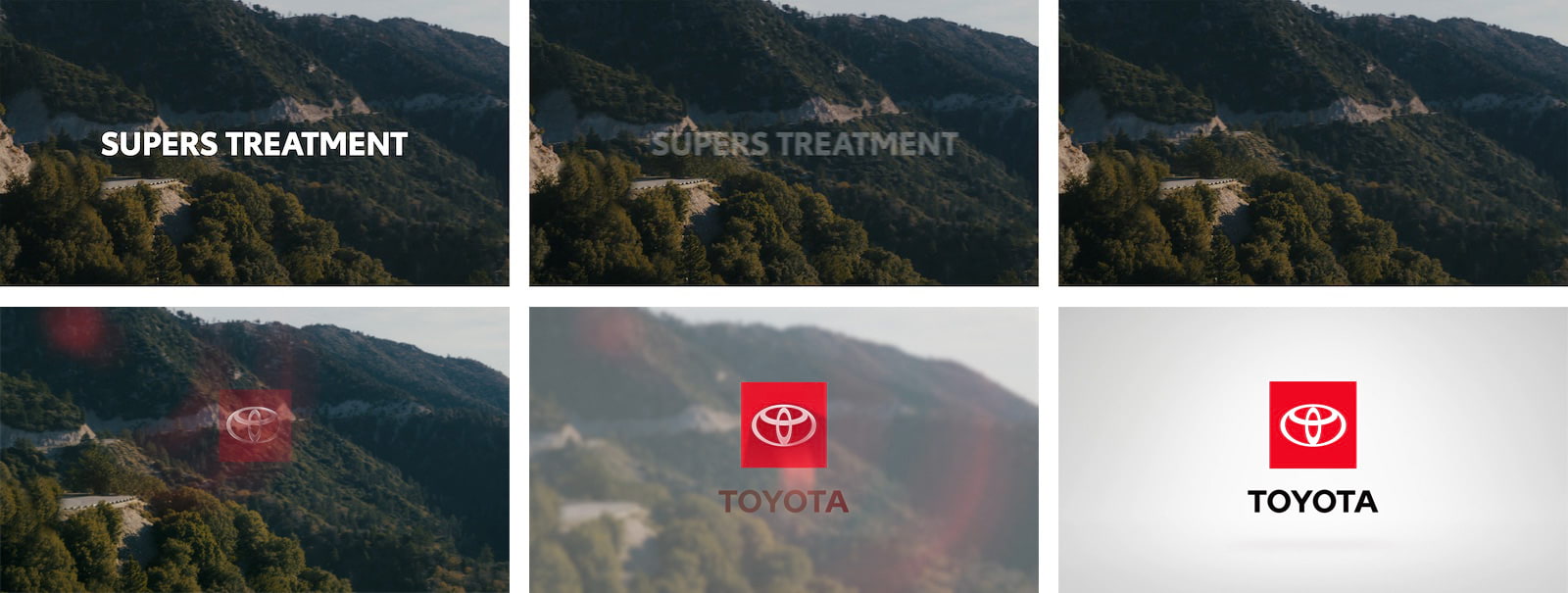 Sequence of images showing supers fading out and end tag logo fading on