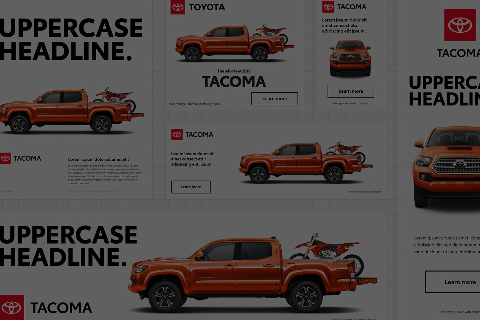 Toyota branding examples in various layouts