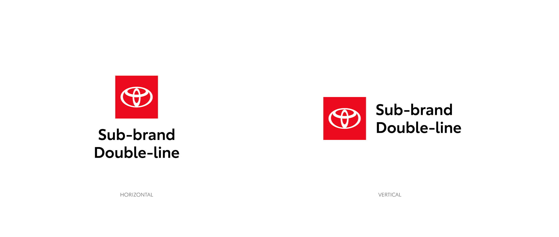 Horizontal and vertical double line sub brand logos