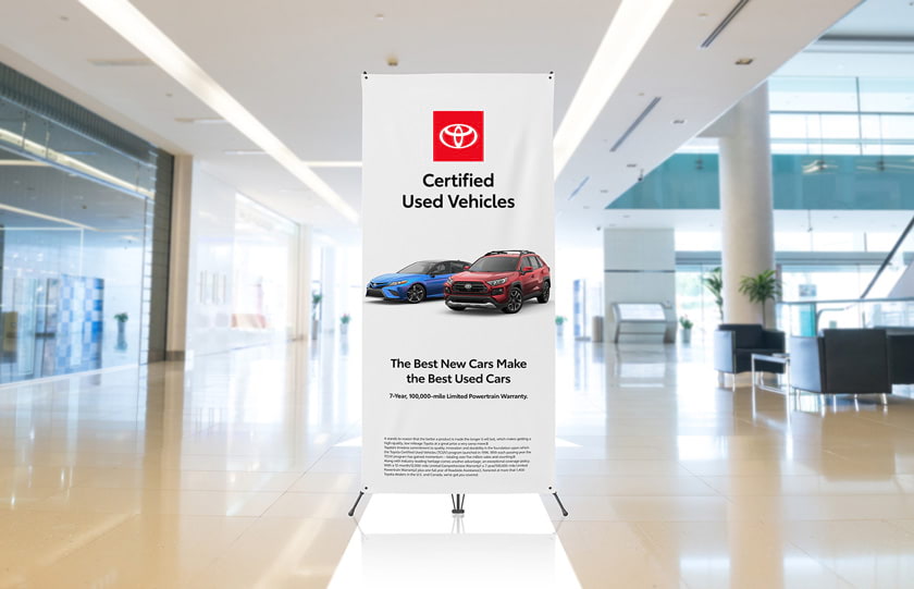 Point of Sale layout with double line vertical Certified Used Vehicles logo