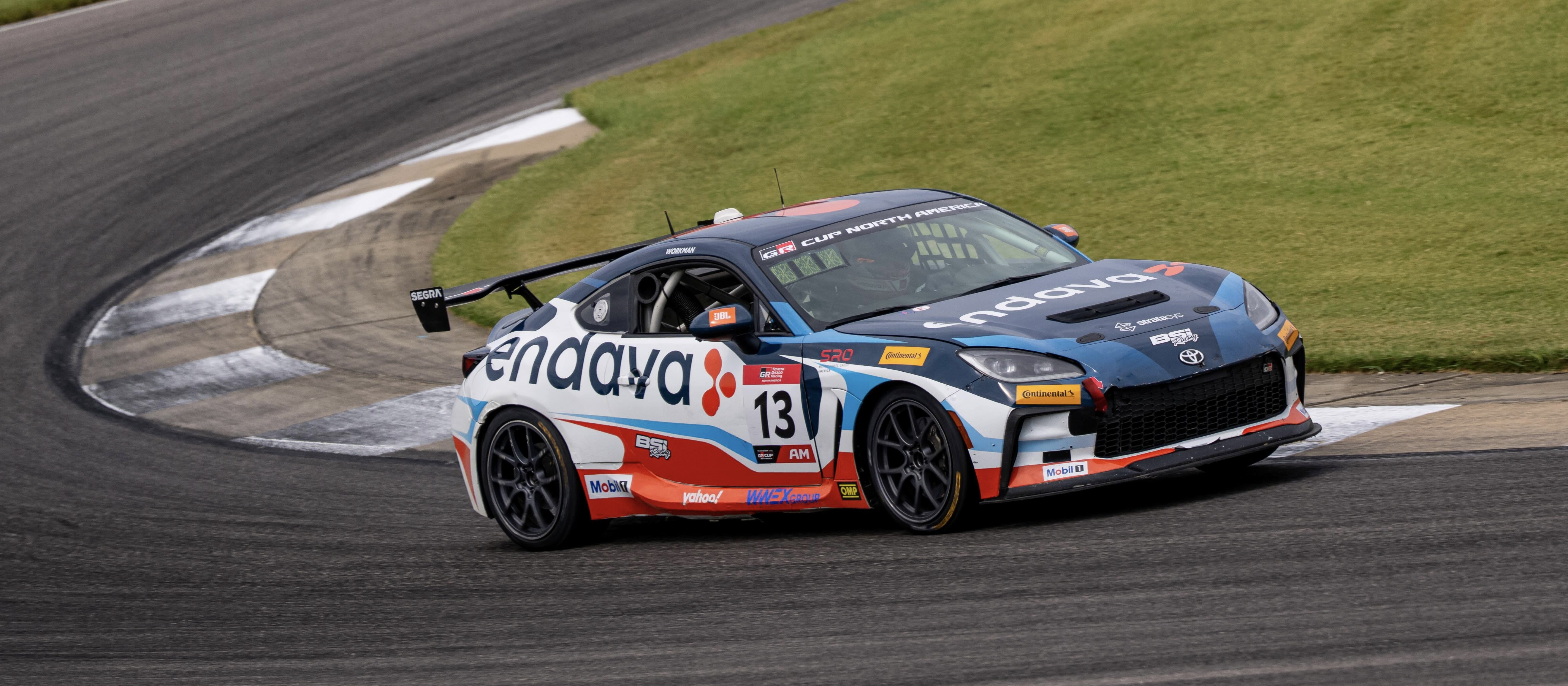 The Toyota GR Cup   in \Barber Motorsports Park#1\, \Barber Motorsports Park#2\ on Saturday, Sept. 6, 2025.

Race, Round 11 - R1 
13, BSI Racing, Westin Workman, Endava, Toyota GR86

Photo by
— James Armas