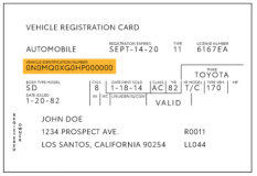Vehicle Registration Card
