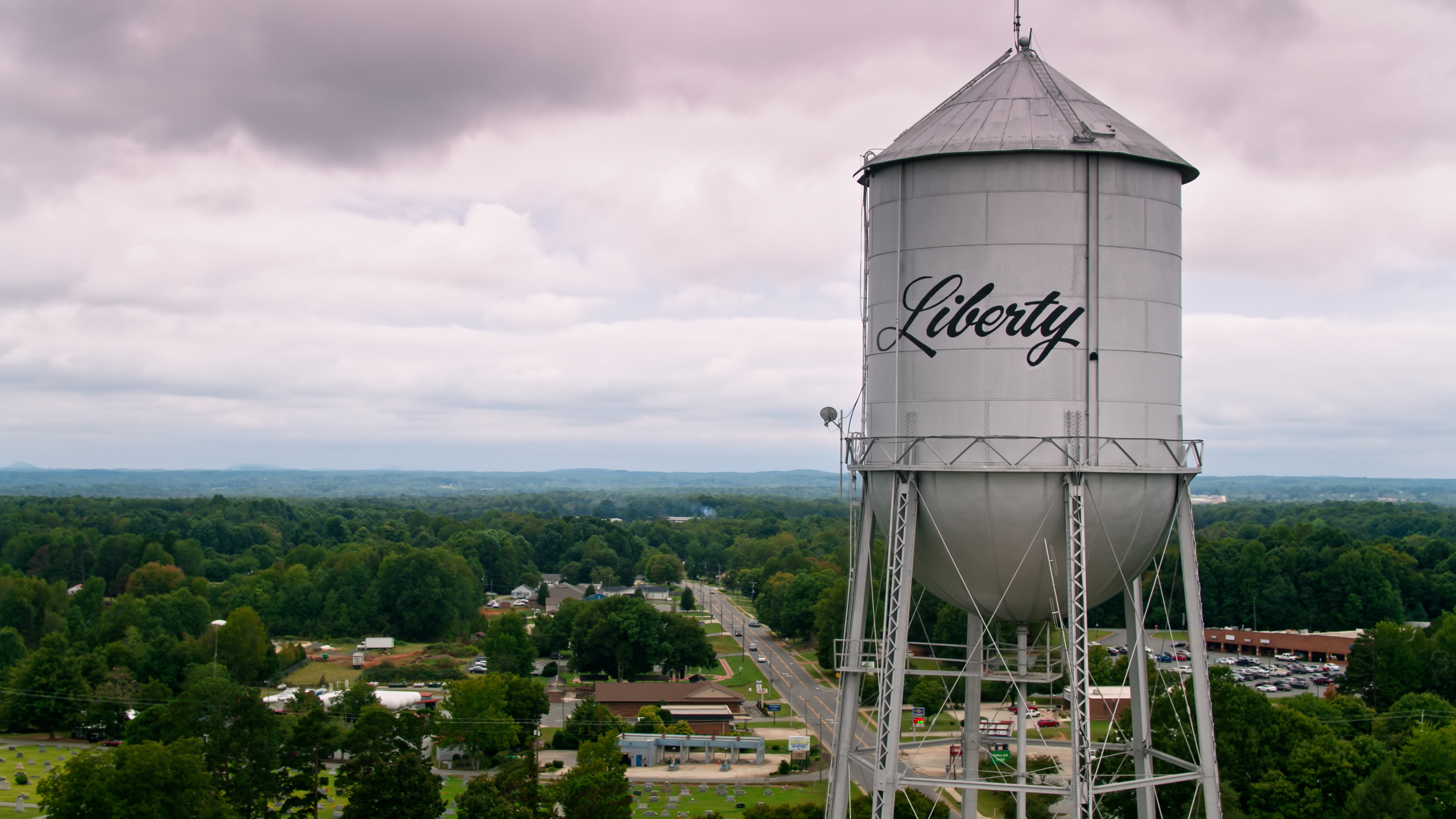 TBMNC overhead shot with water tower in foreground