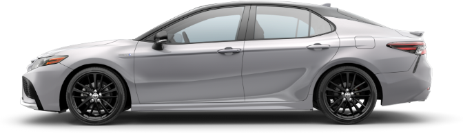 2021 Camry Hybrid XSE shown in Celestial Silver Metallic with Midnight Black Metallic Roof